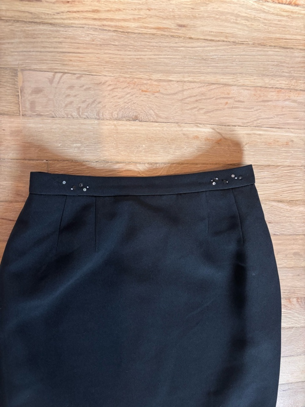 Kasper ASL Black Pencil Skirt Beaded Waist Lined Career Classic Size 13” waist - Picture 3 of 8